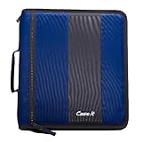 Case-It The Classic Zipper Binder - 2 Inch O-Rings - Multiple Pockets - 350 Sheet Capacity - Comes with Shoulder Strap - Midnight Blue D-251