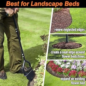 Colwelt Manual Edger Lawn Tool 40-inch, Half Moon Edger Chopper Lawn Tool with V-Shape Serrated Blade, Solid Steel Lawn Edger Tool with Soft T-Grip, Garden Edger for Sidewalk, Grass, Yard, Landscape Colwelt Manual Edger Lawn Tool 40 inch Half Moon Edger Chopper Lawn Tool with V Shape Serrated Blade Solid Steel Lawn Edger Tool with Soft T Grip Garden Edger for Sidewalk Grass Yard Landscape