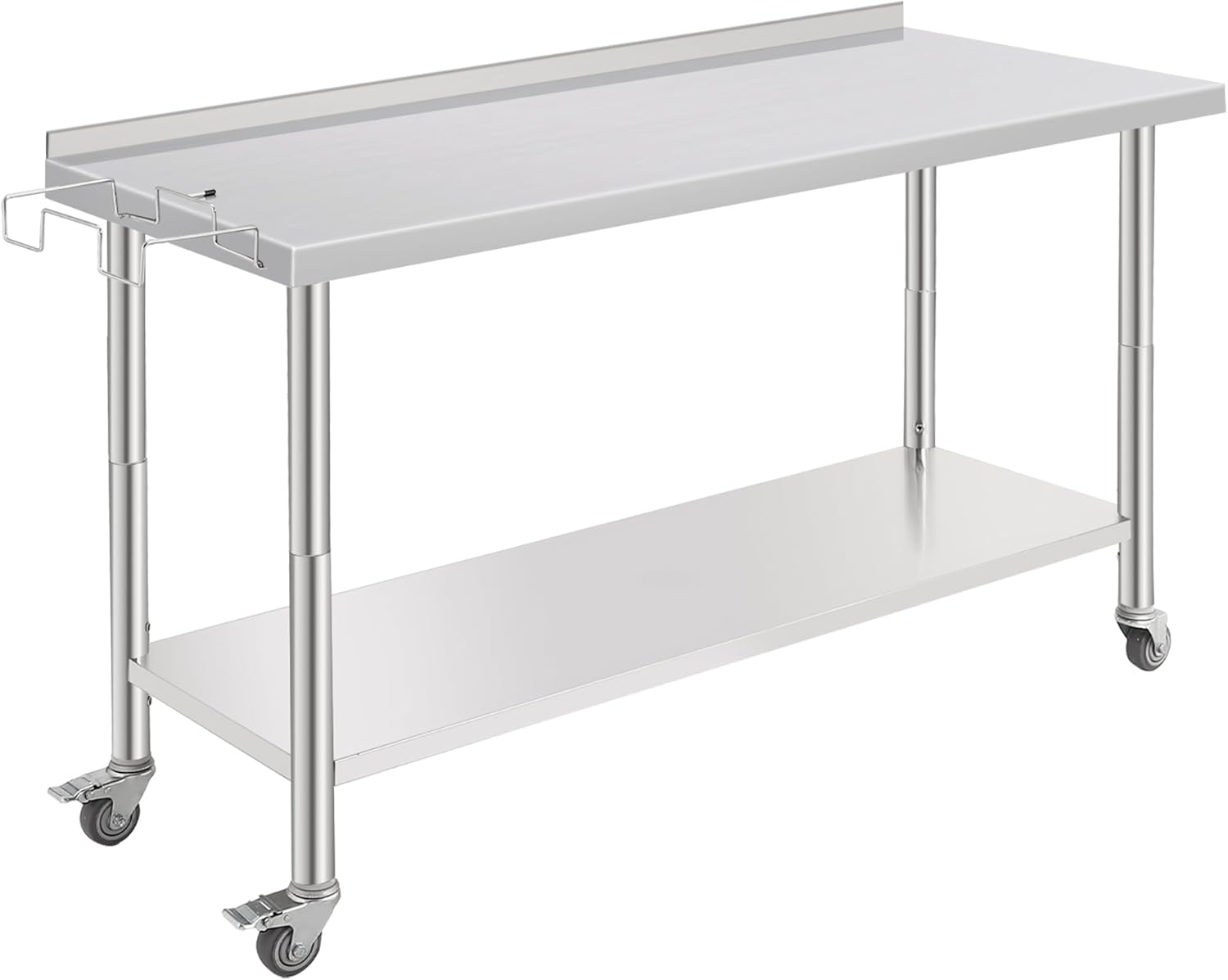 60"x24"x35" NSF Stainless Steel Work Table, Heavy Duty Prep Table with Adjustable Undershelf, Commercial Metal Table for Kitchen, Restaurant, Home, Hotel, Workstation