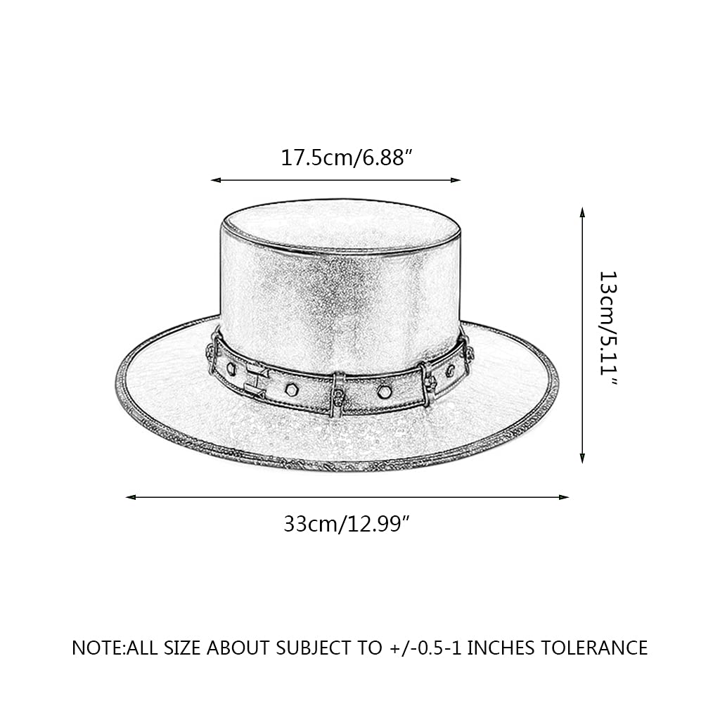 Yuly Steampunk Plague Doctor Hat PU Leather Black Flat Top Hat For Halloween Cosplay Costume Props Dress Up Party Supplies Masquerade Hats For Women