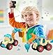 4 Stück Baufahrzeuge, Baustellenfahrzeuge für Kinder, Mini Bagger Spielzeug Mit 2 Schraubendrehern, Sandkasten Spielzeug, Gelbes Spielfahrzeug für Unterwegs, für Kinder Ab 2 Jahren