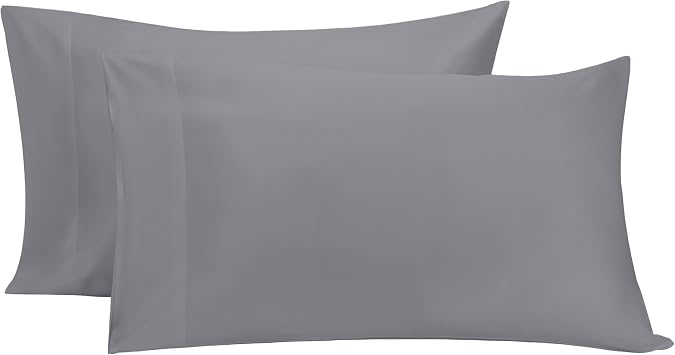 Bioweaves 100% Organic Cotton Pillow Cases 300 Thread Count Soft Sateen Weave GOTS Certified Standard/Queen Size, Set of 2, Stone