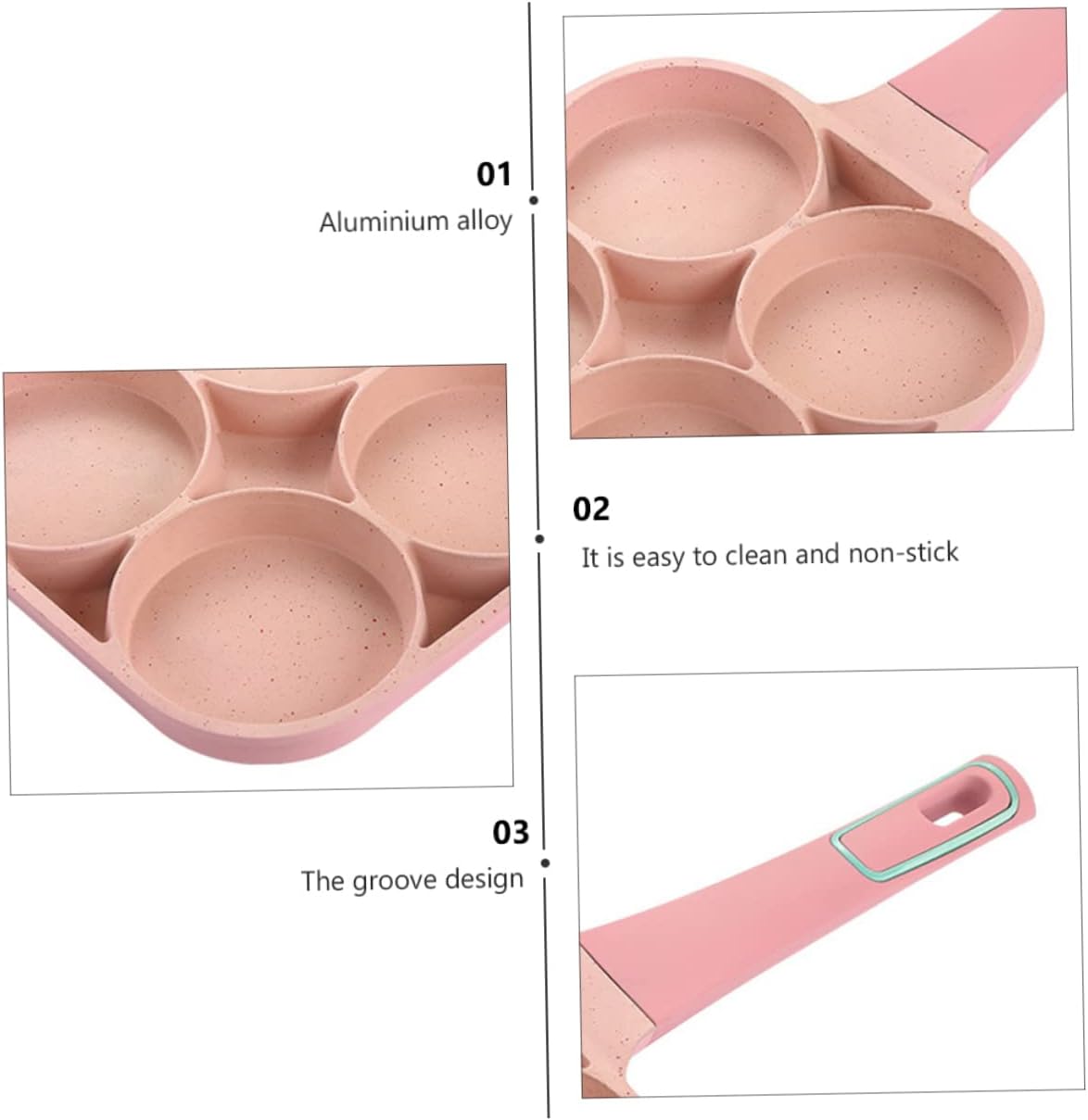 Non-stick Frying Pan Four Design for Easy Breakfast Cooking Aluminium Alloy Skillet for Even Heat Distribution for Eggs and Pancakes