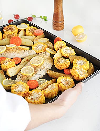 Hytk 2 Small Baking Sheet 10 X 7.1 Inch (Inner 9.25 X 6.3 ) Mini Cookie Tray Toaster Oven 1/8 Sheet Pan Nonstick Thicken Heavy Carbon Steel No Warp Non Toxic Magnetic Bakeware #TOP5