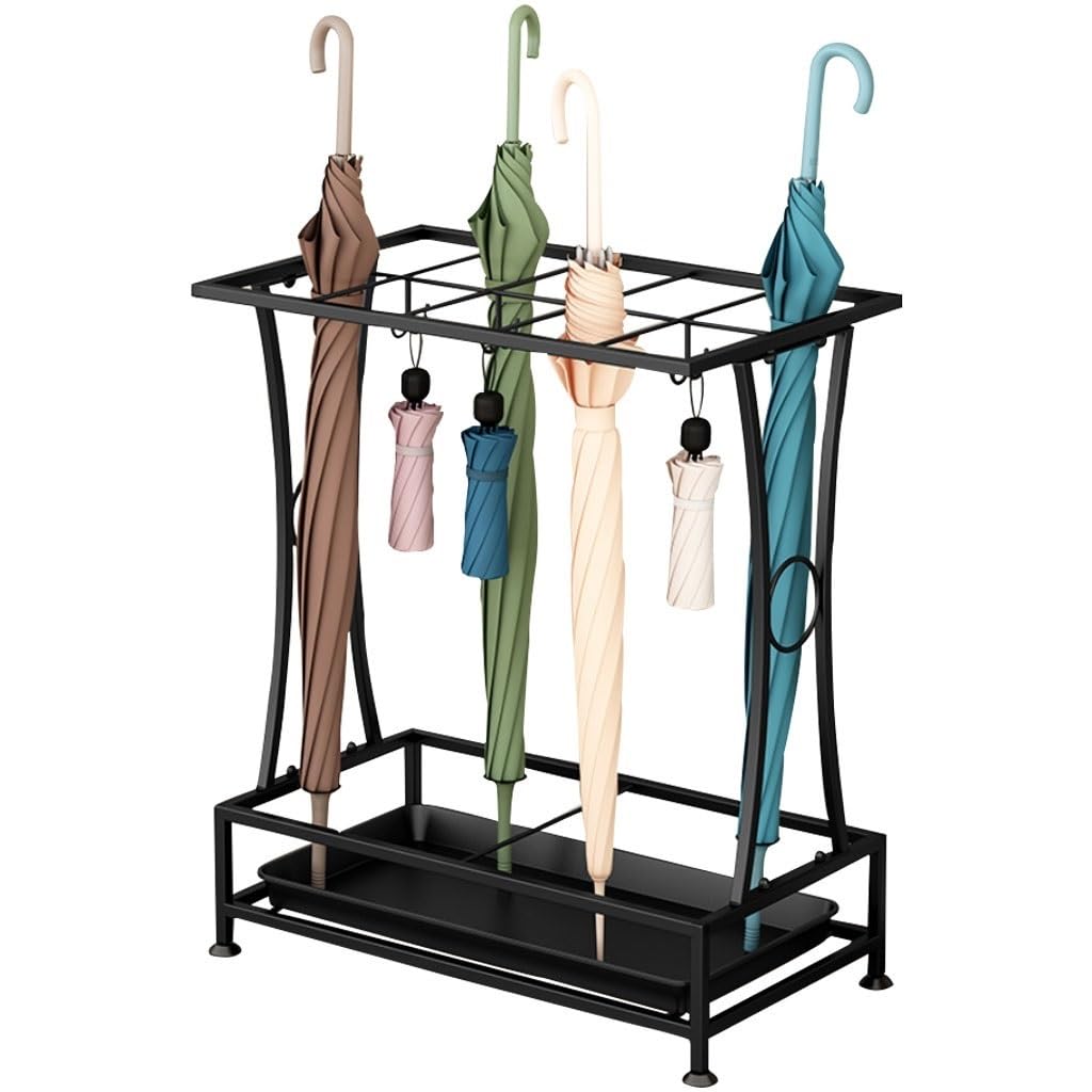 SBJKLYRN umbrella stand, Umbrella Storage Rack with Hook, Simple Modern Umbrella Bucket, with Drain Tray