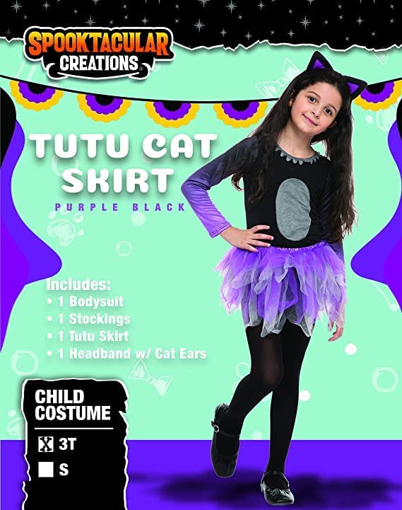 Disfraz infantil de falda tutú gato para niñas miniatura 6