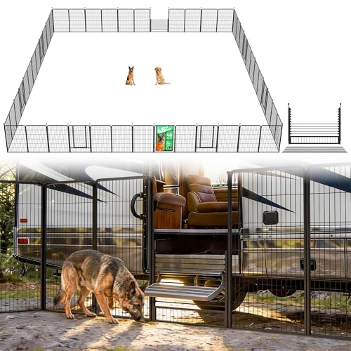 Image of FXW Instant Dog Playpen with RV Step Grid for RV Camping, 45 inch H, 48 Panels