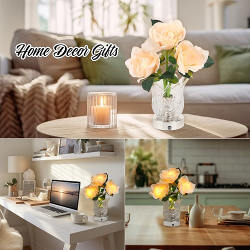 Image of Champagne Rose LED Night Light, The Perfect Gifts for Home Decor for Women, Womens Mom Wife Friends for Her Valentine Anniversary Christmas Birthday Gifts (Champagne)