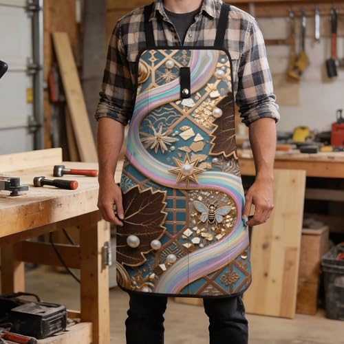 Delantal de trabajo con diseño geométrico para hombres y mujeres miniatura 5