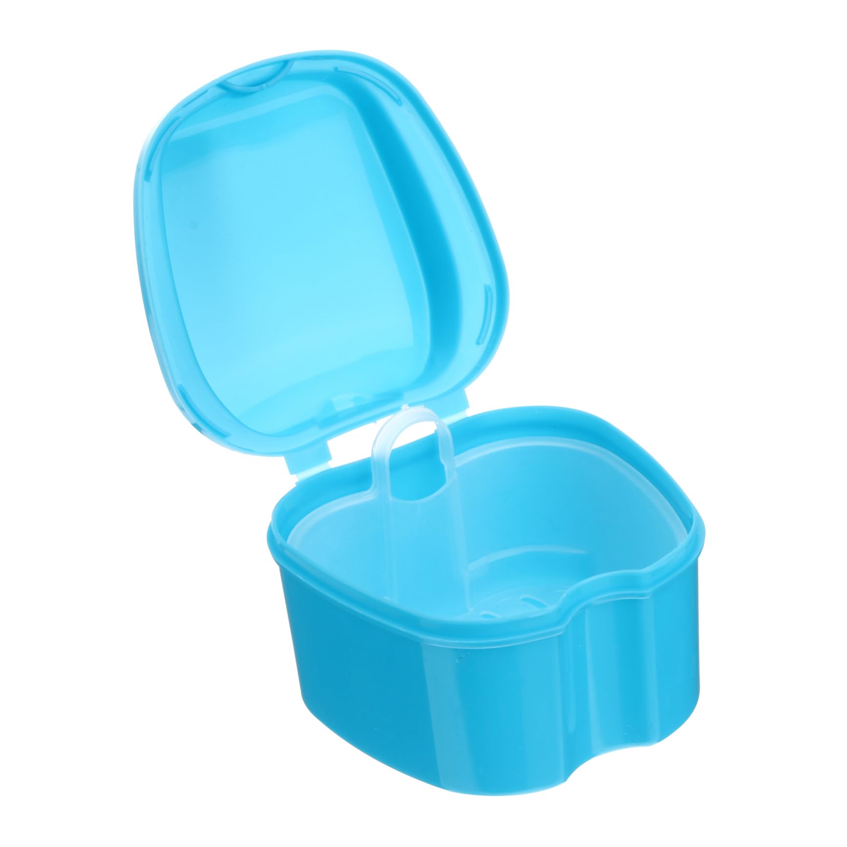 Porta Apparecchio Denti con Cestello per Risciacquo in Pp Blu, Scatola Porta Dentiera Compatta e Facile da Trasportare, per Anziani e Viaggiatori