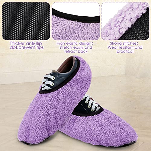 Zhanmai 2 Pairs Women Bowling Shoe Cover Fuzzy Non Slip Bowling Shoes Protector Purple And Rose Red Bowling Shoe Protector Covers For Woman Adults Accessories, Size 7-8.5 #TOP5