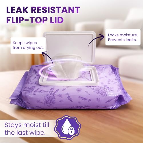 Image of BeautyFrizz Lavender Face Wipes - Gentle No Rinse Makeup Remover and Facial Cleansing Wipes - Contains Aloe, Castor, Vitamin A and E - Suits Sensitive Skin - Moisturizing - Extra Soft (240 pcs)