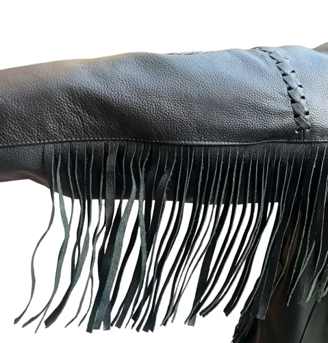 G.L Fringe Cowboy Leather Jacket for Men - (Color - Black)4