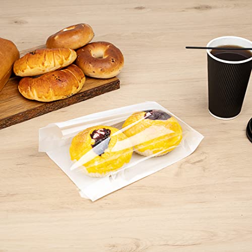Restaurantware Bag Tek White Paper Medium Bread Bag - With Side Window - 6" X 2 1/2" X 10" - 100 Count Box #TOP3