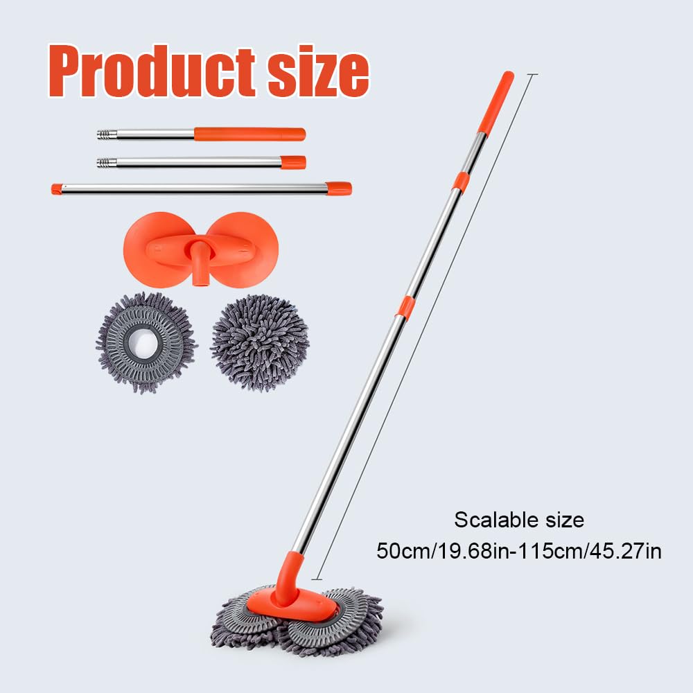 Cepillo de lavado de coche, mopa de limpieza de microfibra, limpiador de parabrisas de doble cabeza, cepillo giratorio para un lavado eficaz y accesorios de limpieza de cristales