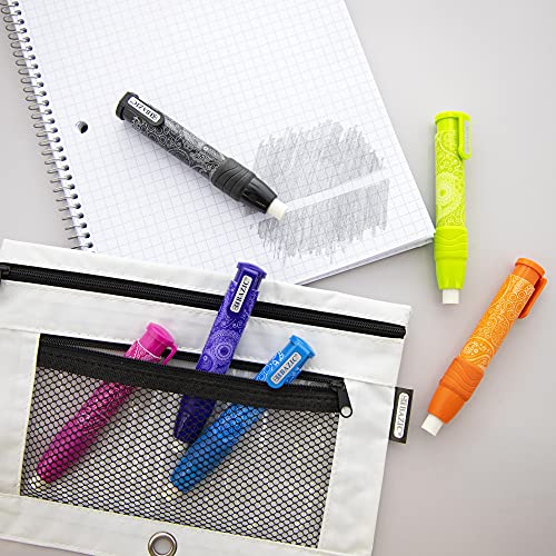 Bazic Retractable Stick Erasers Paisley, Mechanical Pencil Eraser, Large Size Click Eraser For Art Drawing Sketching Kids School (2/Pack), 6-Packs #TOP1
