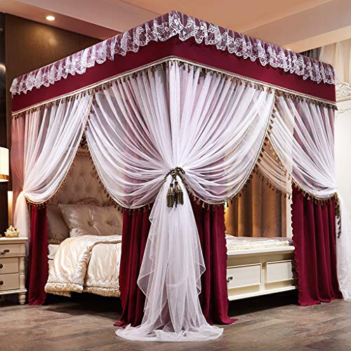 SCMTY Princess 4 Corner Post Bed Canopy & Cute Mosquito Net for Girls Bed Adult Bedroom Kids Rooms...