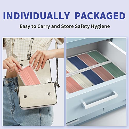 Adults Disposable Face Mask Protection - 50 Pack Individually Wrapped Pink 4 Ply Mouth Masks With Colorful Elastic Earloop,Mascarillas Desechable Breathable Safety Paper Dust Mask For Women & Men #TOP3