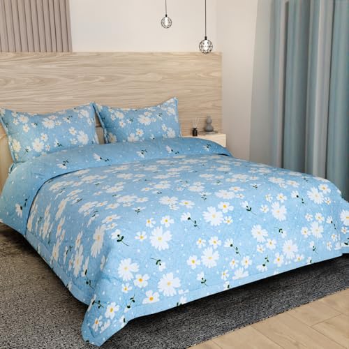 Image of Akshya Heavy Cotton Elastic Fitted Bedsheets with 2 King Size Pillow Covers, ultrasonic bedcover Double Bed with All Around Elastic 400 tc with 2 Pillow Covers