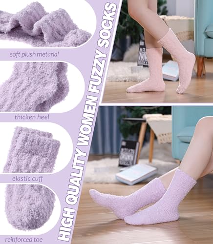 Image of Womens Fuzzy Socks Cozy Fluffy Slipper Soft Winter Warm Home Sleeping Christmas Socks