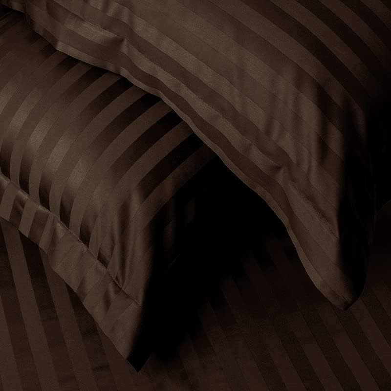Image of House Fox Handloom Zipper Cotton Pillow Covers /Cases /Protectors (NOT Pillow) Set of 2 Pair Or 4 Pcs,Size -18x28inch with Zip /Chain (Standard, Coffee Striped)
