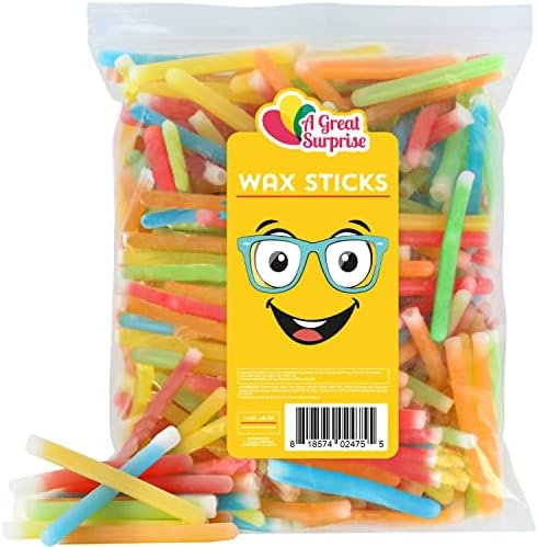 Candy Wax Sticks - Wax Candy with Juice - Bulk Goodie Bag Stuffer Candy - Drinkable Candy for Kids - Candy Drinks - 3 Pounds - Wax Stick Drinks - Chewy Wax Candy