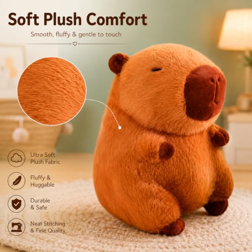 Image of Capybara Soft Toy Cute Plush Animal Stuffed Toy for Kids & Adults | Ultra-Soft Huggable Gift for Birthday, Valentine, Anniversary | Collectible Plush Doll 25cm