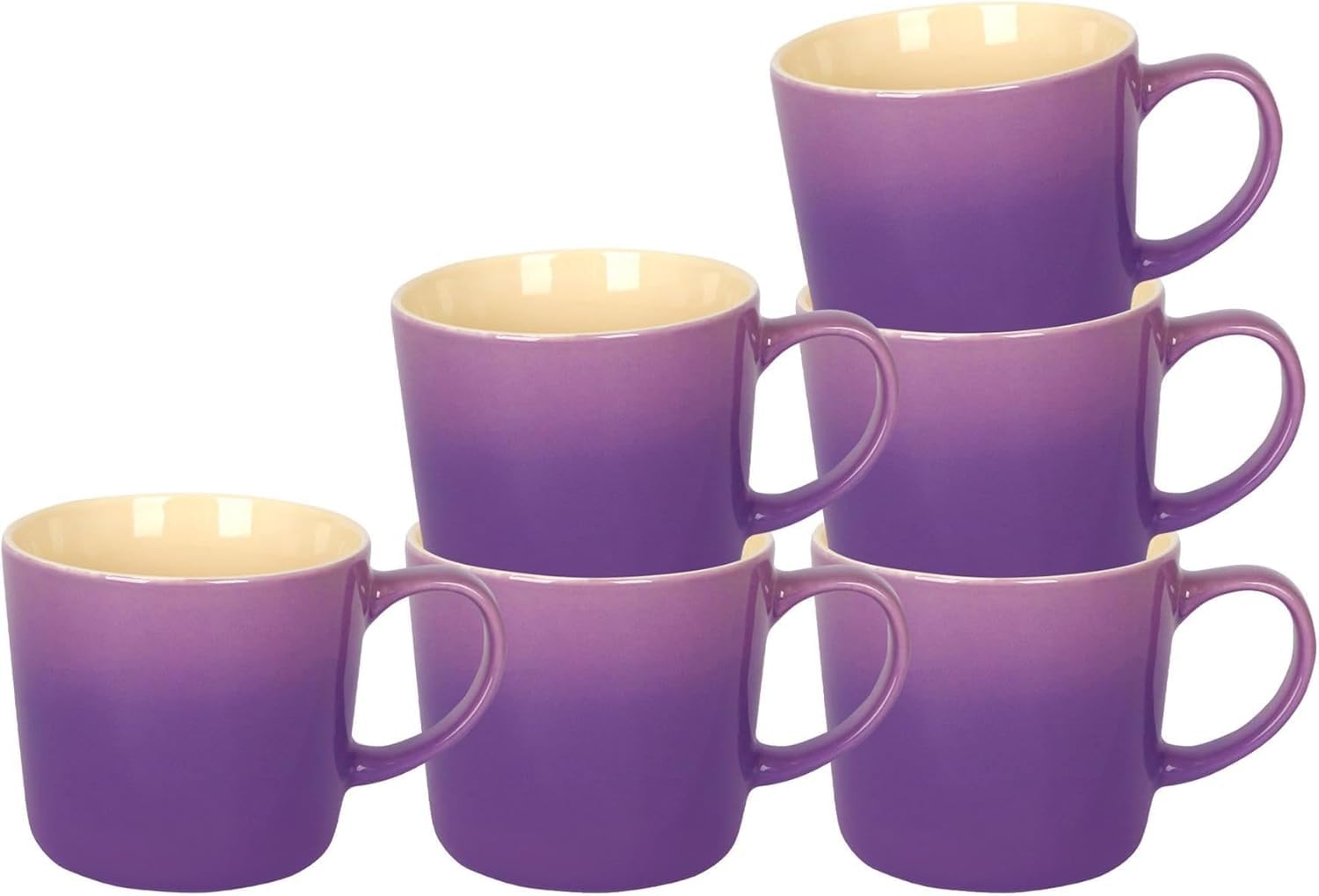 Juego de tazas de café de 6 a 330 ml, aptas para veganos, porcelana de hueso, elegantes vasos de cerámica esmaltada, aptos para microondas y lavavajillas