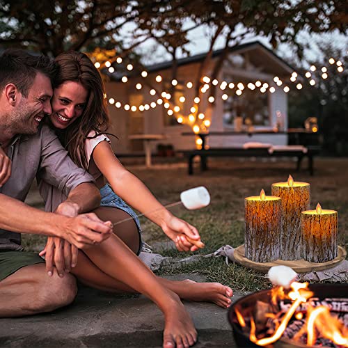 Mivitoom Pine Bark Led Flameless Pillar Candles Battery Operated With Flickering Warm Yellow Light Moving Wicks thumb #1