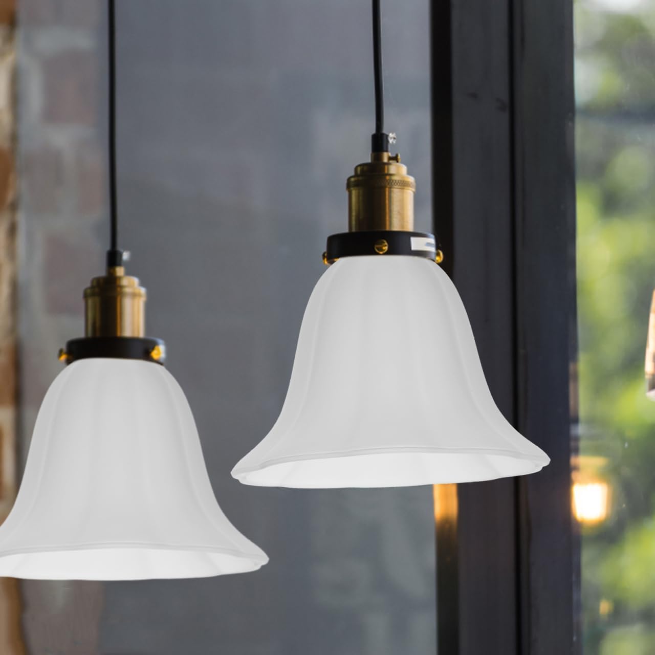 Veemoon E27 Vintage Glass Lampshade Small White Frosted Glass Lampshade European Flower Shape Lamp Shade Tulip Light Covers Replacement for Table Wall Ceiling Light Home Office Dining Room