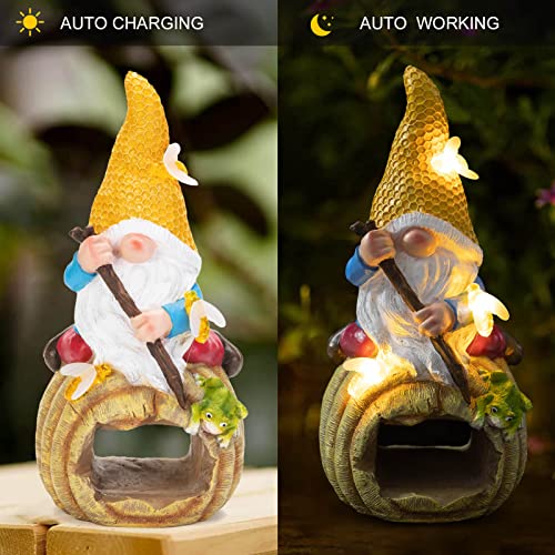 Vzvxcc Gnome Gutter Downspout Extension Decorative Statue With Solar Lights, Gnome Solar Statue Outdoor Decor, Gutter Downspout Splash Block Resin Gutter Guards 2" X 3" Rain Downspout Diverter #TOP1