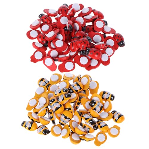 JOINPAYA 300 Mini Adornos Adhesivos de Mariquitas y Abejas para Manualidades Figuras de Madera Pequeñas Base Plana Decoración Reutilizable para Scrapbooking y Proyectos DIY Infantiles