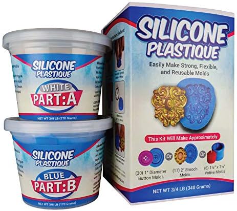 Silicone Plastique DIY Silicone Mold Making Kit, Super Easy 1:1 Mix Putty, 3/4 Lb, Makes Strong, Reusable Silicone Molds, Food Grade, Non-Toxic, for Chocolate, Candy, Fondant, Resin, Plaster, Soap