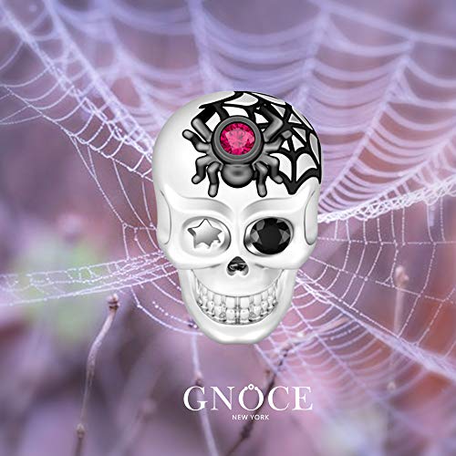 Image of GNOCE Skull Charm Bead Silver Pendant Dangle Charms fit Bracelet /Necklace Jewelry Gift for Women Men