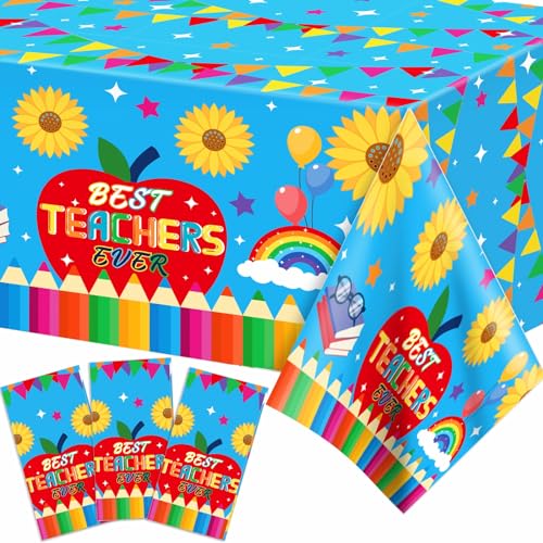 3 Pieces Thank You Teachers Table Covers Teacher Appreciation Week Party Supplies Best Teacher Tablecloths for Teachers Day Party Graduation Classroom Table Decorations