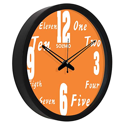 Image of Amazon Brand - Solimo 12-inch Wall Clock - MARK (Silent Movement, Black Frame)