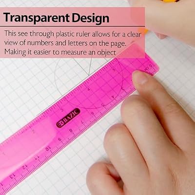 BAZIC Products Plastic Ruler 6 15 cm, Transparent Assorted Color Measuring Tool with Inches & Centimeters, Durable Plastic Rulers for, School, Office, and Home, 3/Pack, 1-Pack