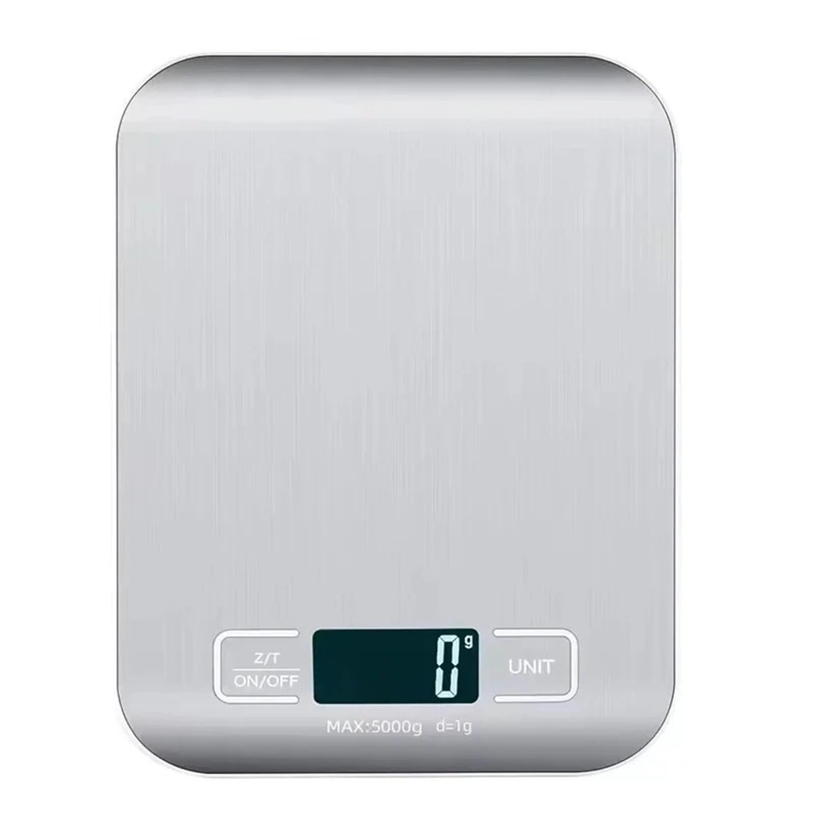 Báscula de cocina digital con pantalla LED, 5 kg/1 g, panel de acero inoxidable, electrónica, for el hogar, joyería, alimentos, aperitivos, herramientas de repostería.(Light Grey,5Kg 0.1g)