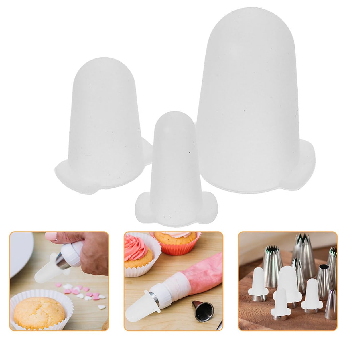 Cubiertas de Silicona 6 Piezas, en Color Claro para Boquillas de Repostería | Protegen la Punta Crema, Ajuste Mayoría de Boquillas, Juego Pequeño Mediano Grande