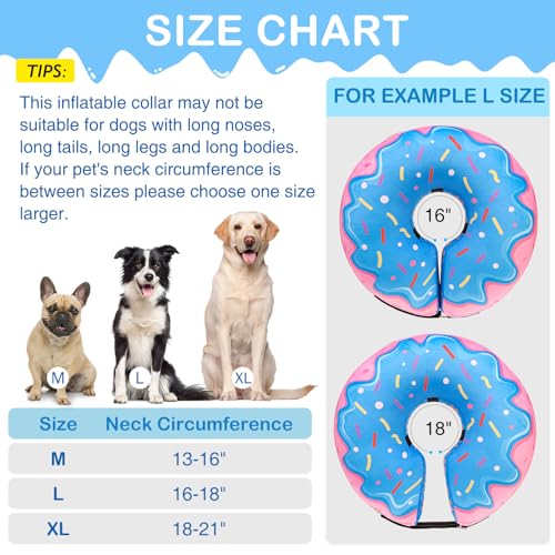 Image of SCENEREAL Dog Cone Alternative After Surgery Donut Collar, Soft Pet Recovery Pillow Collar for Medium Large Dogs, Inflatable Adjustable Neck Collars to Prevent Licking, Donut L