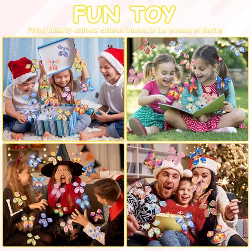 Image of LOMIMOS 40PCS Magic Flying Butterflies, Wind Up Butterfly Gift Fairy Flying Toy for Kids Surprise Explosion Box Wedding Birthday Party Book Greeting Card(20 Styles)