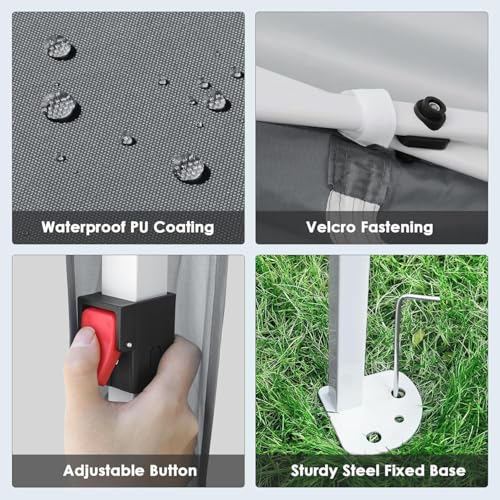 Gazebo 3x3, Cenador Carpa Jardin, Oxford 420D, Gazebo Jardín Plegable, Altura Ajustable, Impermeable, Protección UV 50+, para Camping, Gris Oscuro - imagen 8