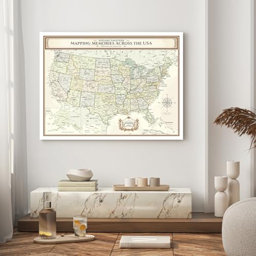 Image of DECORARTS - Oversized Push Pin Travel Map USA, Extra Large US Maps for Wall, Colorful United States Pin Board Canvas, Giclee Print, Handcrafted in USA, 40x30''