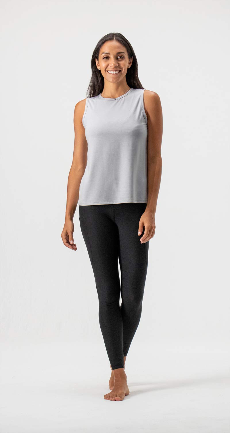 DEVOPS Women's Workout Clothes Open Mesh Back Athletic Gym Yoga Shirts Running Tank Tops (Gray, Small)