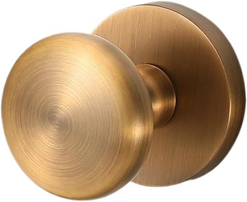 Modern Simple Indoor Invisible Door Lock zinc Alloy Door Handle Wooden Door Bedroom Room Magnetic Door Lock(Brushed Copper Round Invisible)
