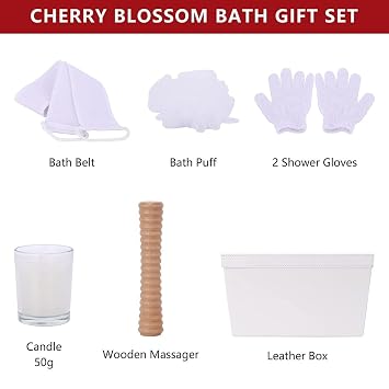 Spa Gift Basket For Women - Japanese Cherry Blossom Spa Set. Christmas Bath and Body Gift Basket for Girlfriend/Wife. Bath & Body for Holiday Gift #1 Spa Basket for Her