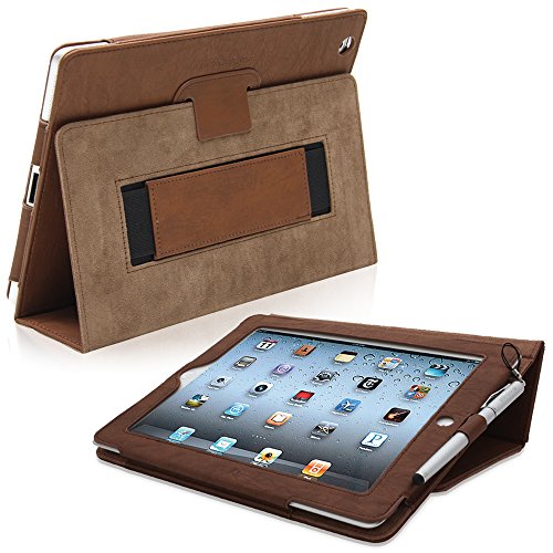 Snugg iPad 2 Case - Smart Cover with Kick Stand (Distressed Brown Leather) for Apple iPad 2