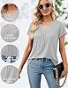 Florboom Women Casual V Neck Short Sleeve Tops Tunics Pleated Shirts Grey 20 22 #5