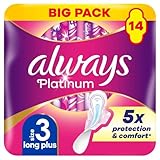 Always Platinum Sanitary Towels With Wings Long Plus Size 3 14pk