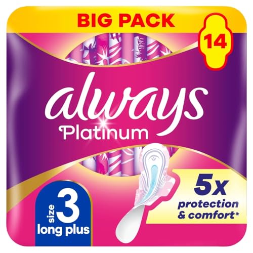 Always Platinum Sanitary Towels With Wings Long Plus Size 3 14pk